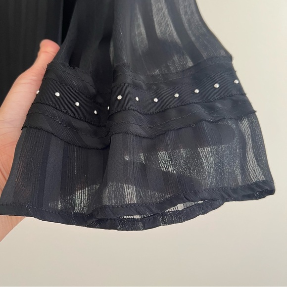 Zara Z1995 DENIM Black Striped Top Small See Through Embellishment Jewel Career - Picture 7 of 13